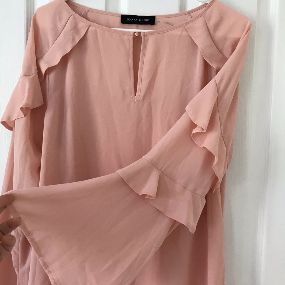 Ivanka Trump Sheer Rose Blouse with Gold Accents
